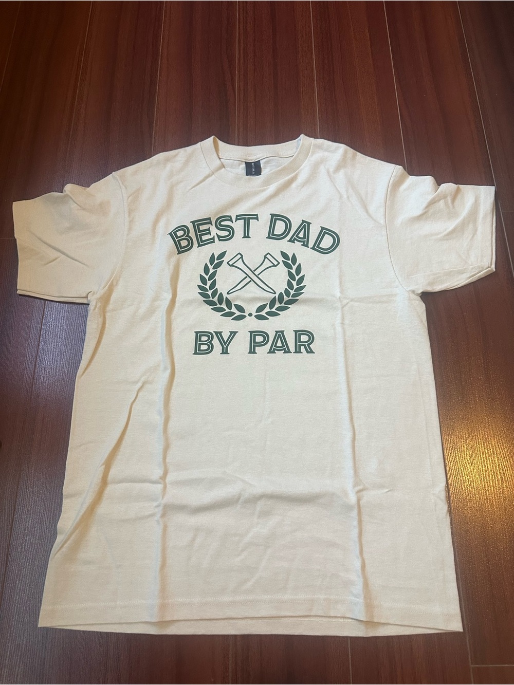 Best Dad By Par Short-Sleeve Graphic Tee - Cream with Green Print